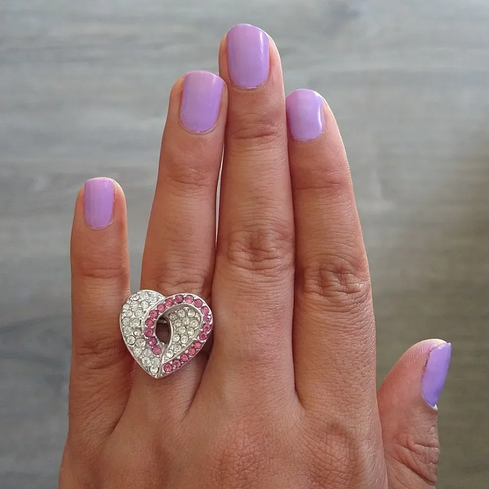 Crystal Pave Heart Ring size 8 - Picture 3 of 6